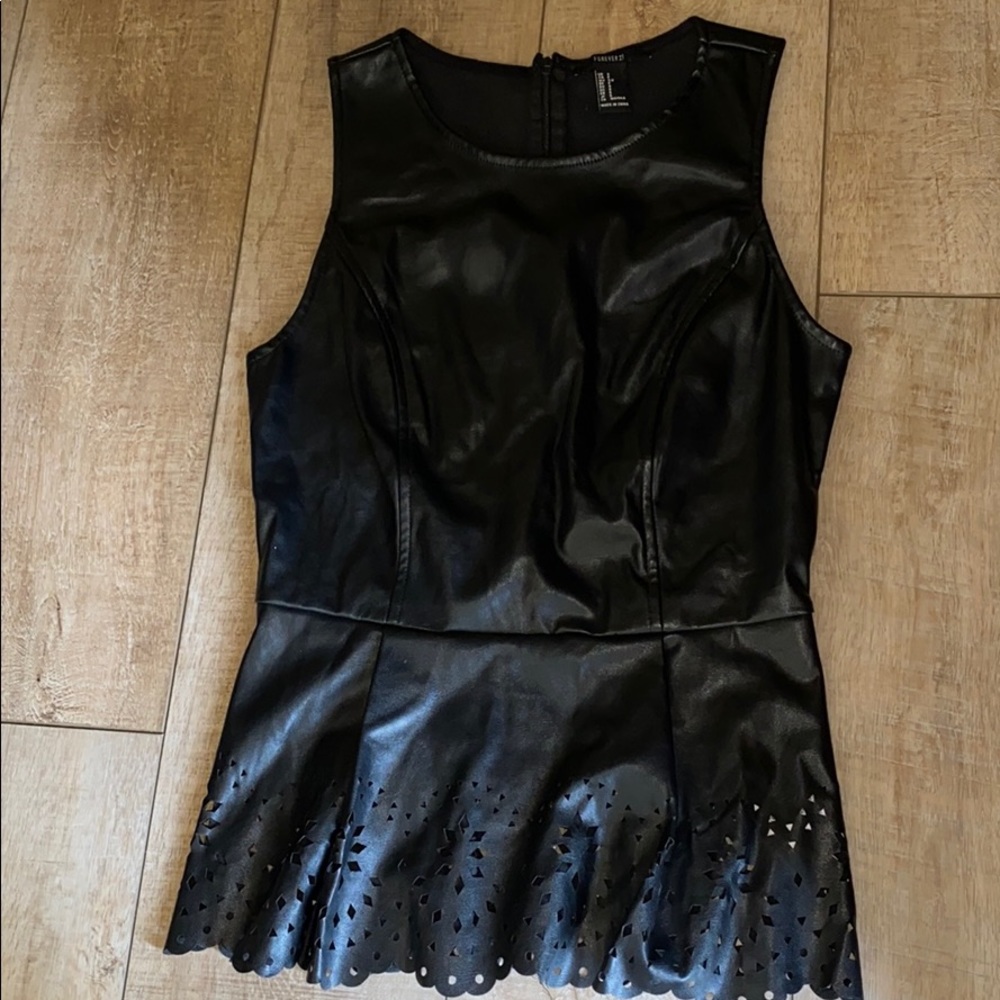 black peplum top
